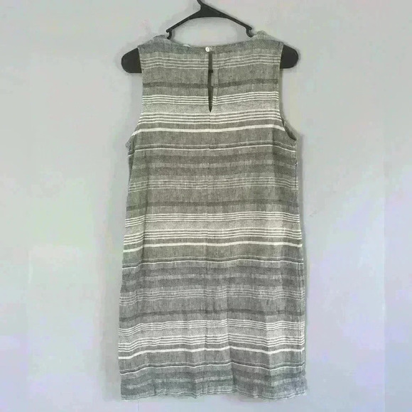 Artisan Ny Striped Linen Blend Sleeveless Dress Sz 6 Grey - Picture 2 of 7